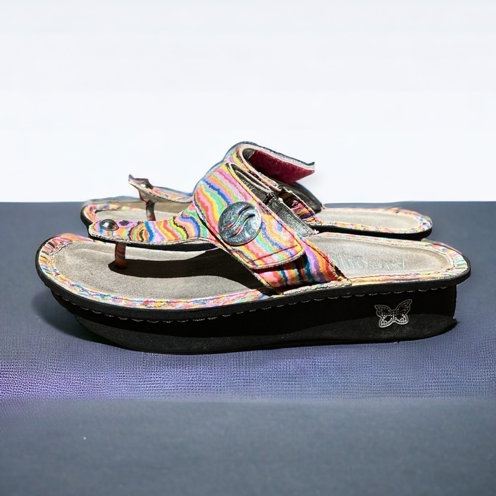 🌻Alegria Carina Electric Avenue Wave Print Leather Mules Size 37 or Size 7-7.5
